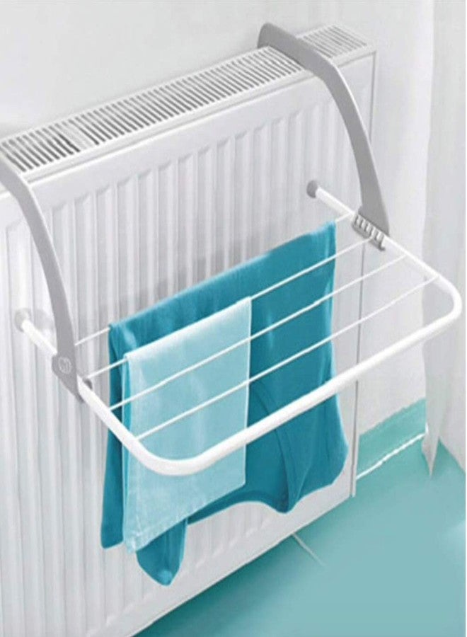 ATOOZED Adjustable Clothes Drying Rack Shelf Balcony Window Laundry Hanger Clothing, Socks and Plant Storage Holder Outdoor/Indoor Clothes (Metal,White-Grey) - Image 1